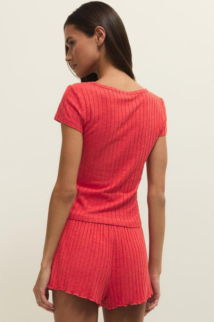 Z Supply - Flower Market Rib Tee in Crimson Crush