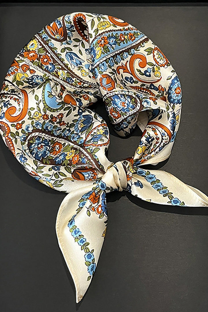 ACCITY - Square 100% Silk Floral Scarf