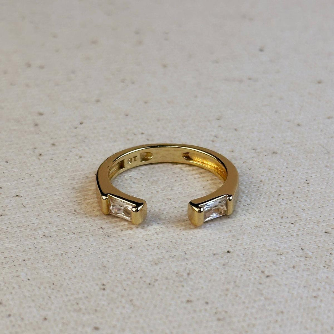 GoldFi - 18k Gold Filled Baguette CZ Band Ring: Clear / Large (9 -10.5 US)