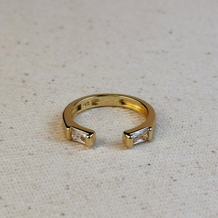 GoldFi - 18k Gold Filled Baguette CZ Band Ring: Clear / Large (9 -10.5 US)