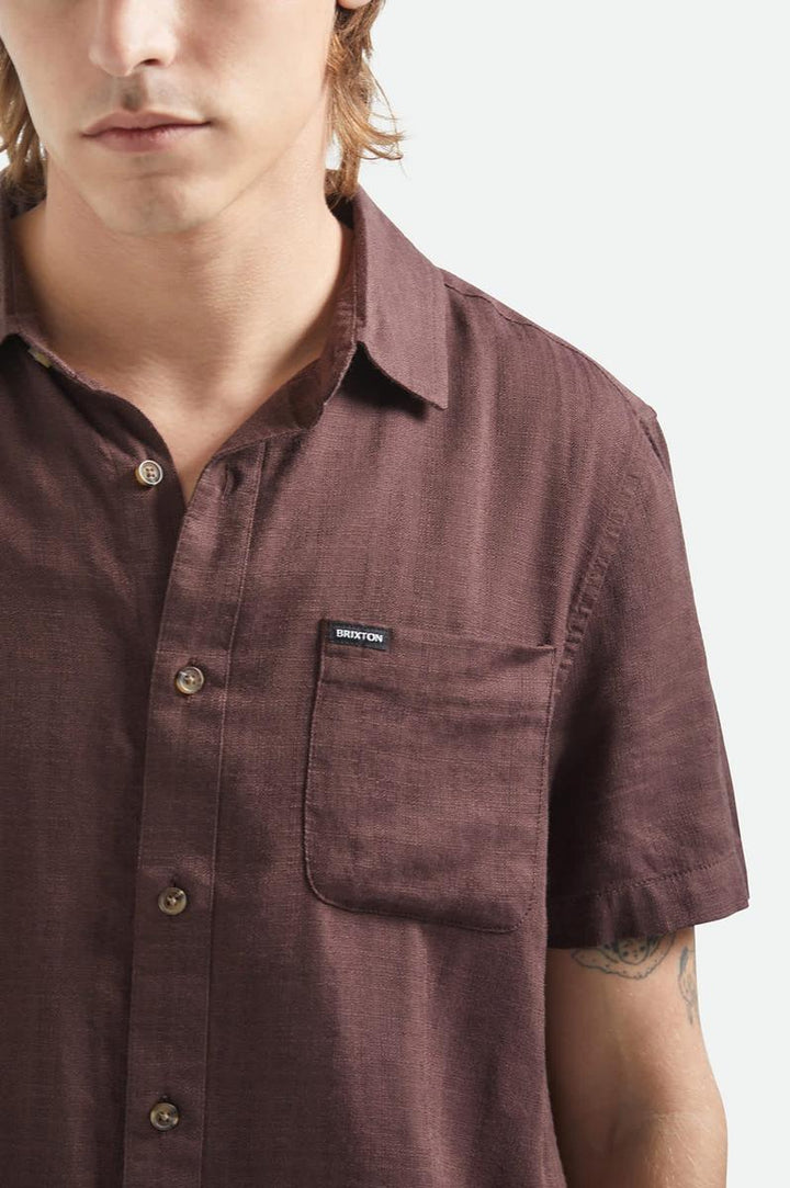 Brixton - The Charter Slub Short Sleeve Woven Shirt in Chocolate
