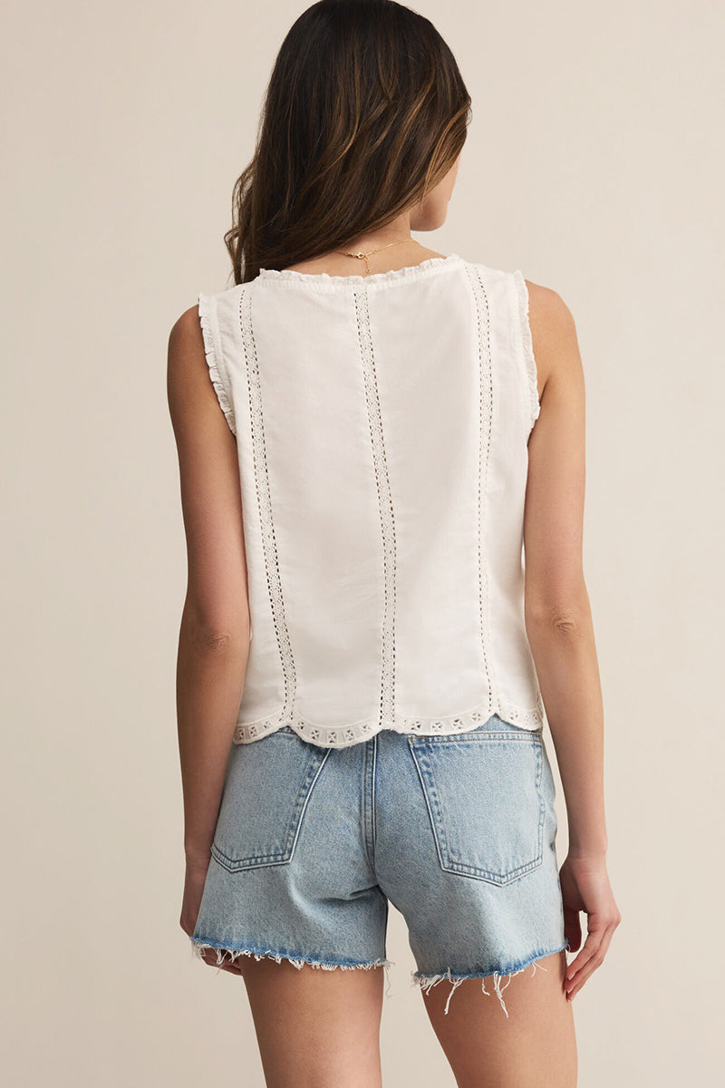 Z Supply - Tomi Embroidered Cotton Tank in White