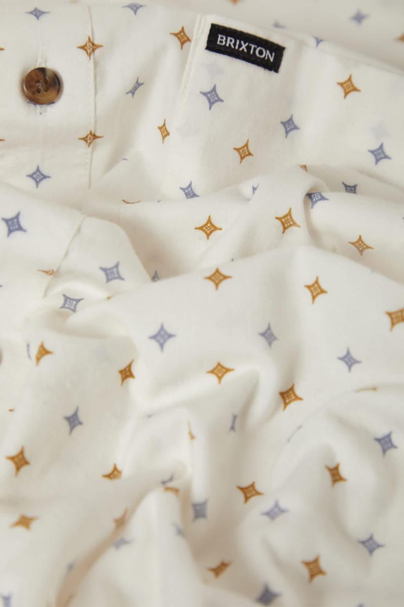 Brixton - Charter Print Shirt in Off White Multi Diamond Tile