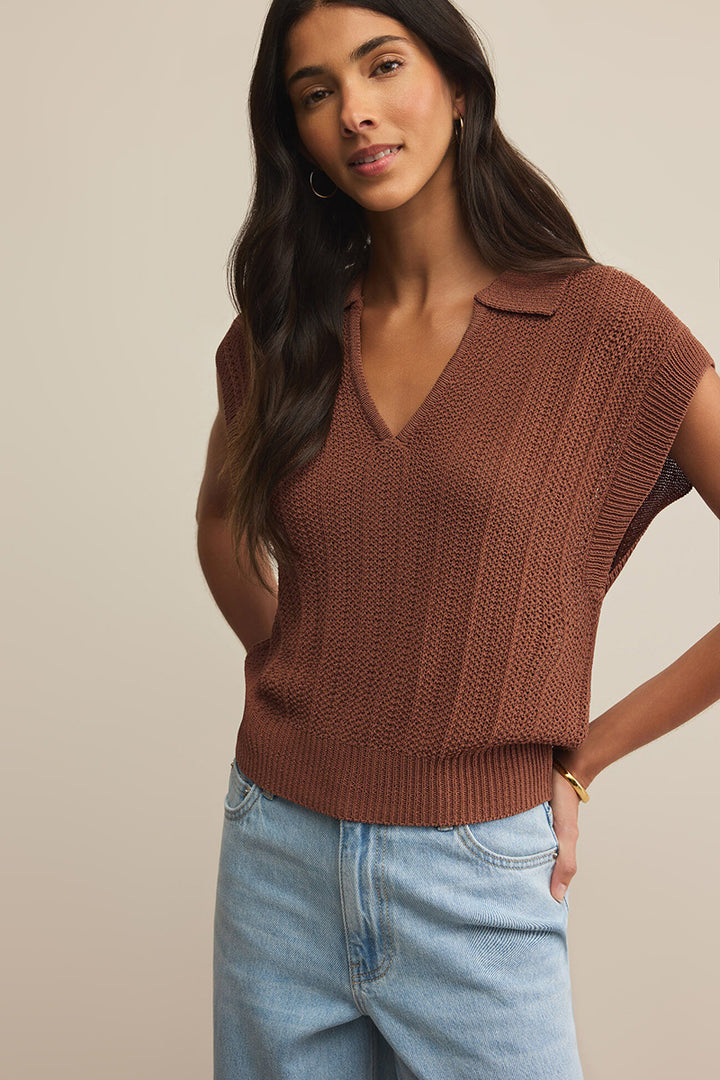 Z Supply - Lauden Polo Top in Teakwood