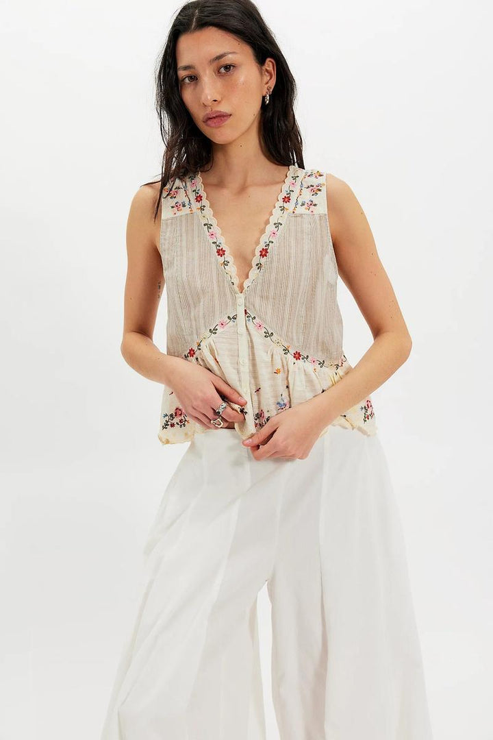 Free People - Ellis Embroidered Blouse
