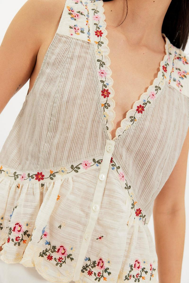 Free People - Ellis Embroidered Blouse