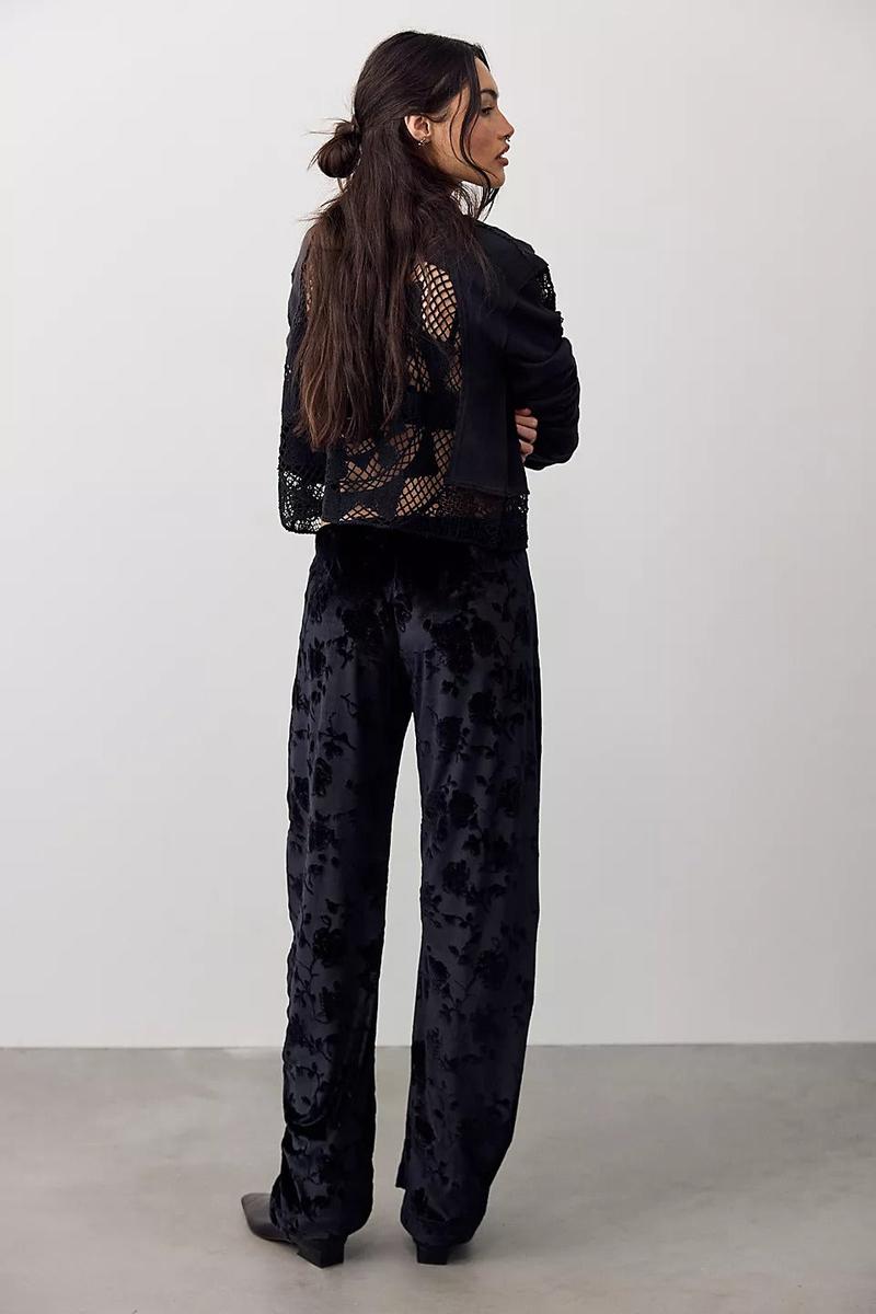 Free People - Radiance Low-Rise Velvet Pull-On Pants