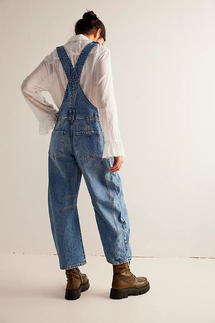Free People - We The Free Good Luck Barrel Overalls in Ultra Light Beam