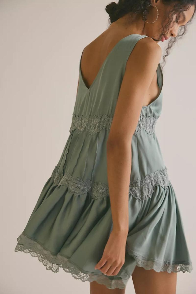 Free People - In This Groove Mini Slip Dress in Odessa Grey