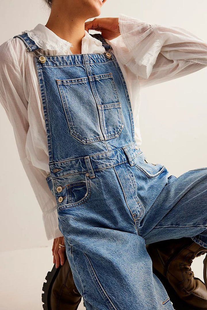 Free People - We The Free Good Luck Barrel Overalls in Ultra Light Beam