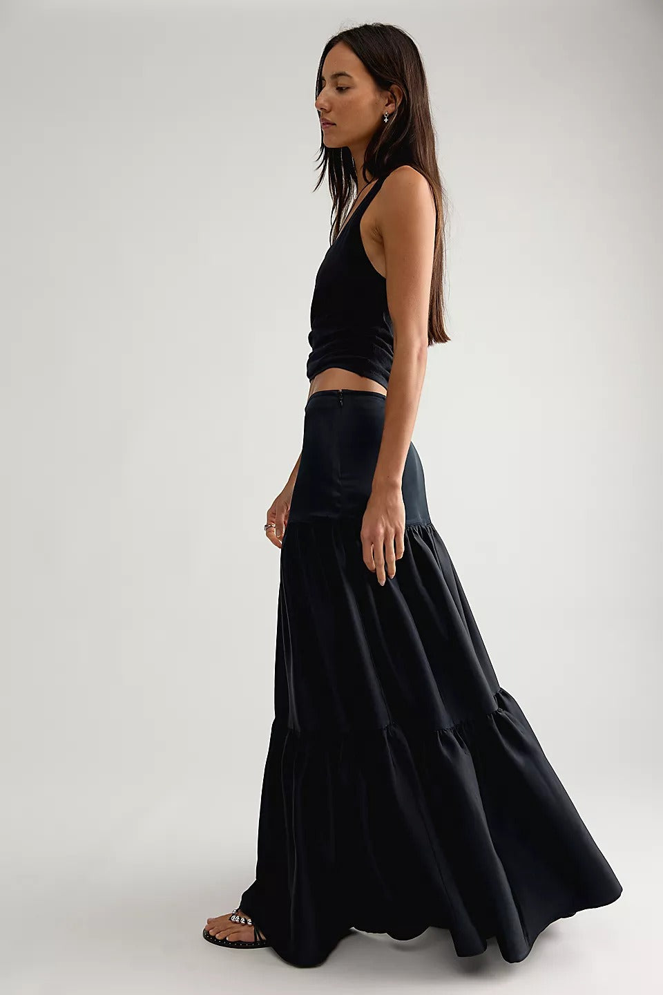 Free People - Juliette Satin Maxi Skirt