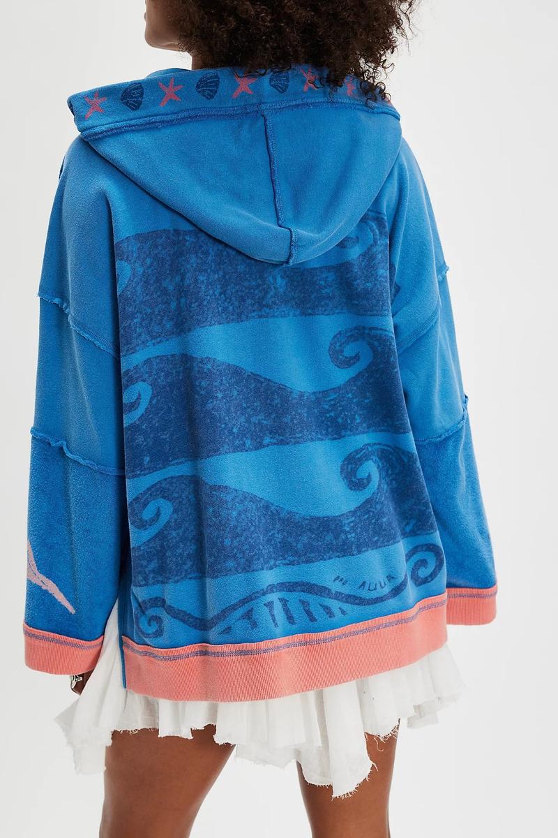 Free People - Seashell Cardi in Blue Combo