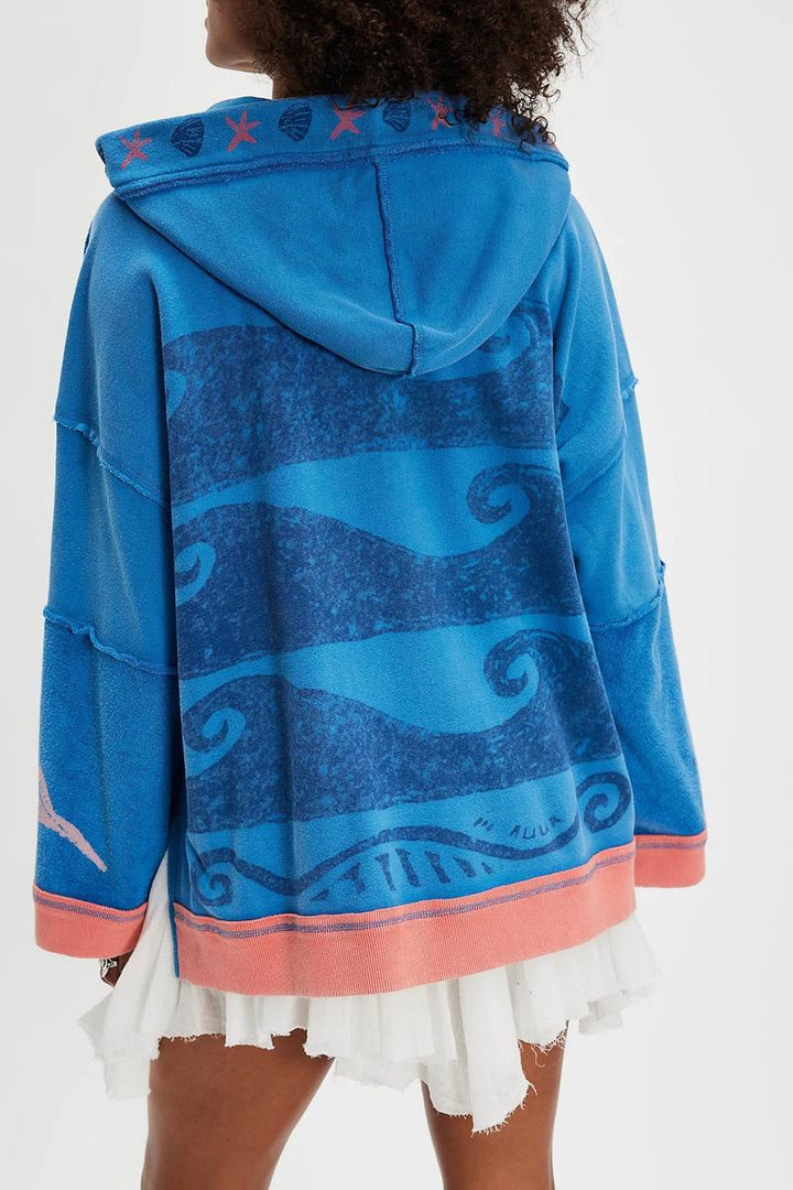 Free People - Seashell Cardi in Blue Combo