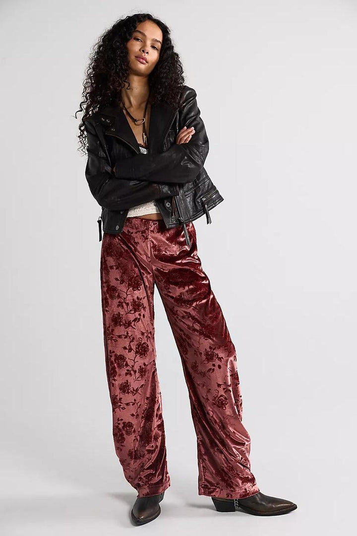 Free People - Radiance Low-Rise Velvet Pull-On Pants