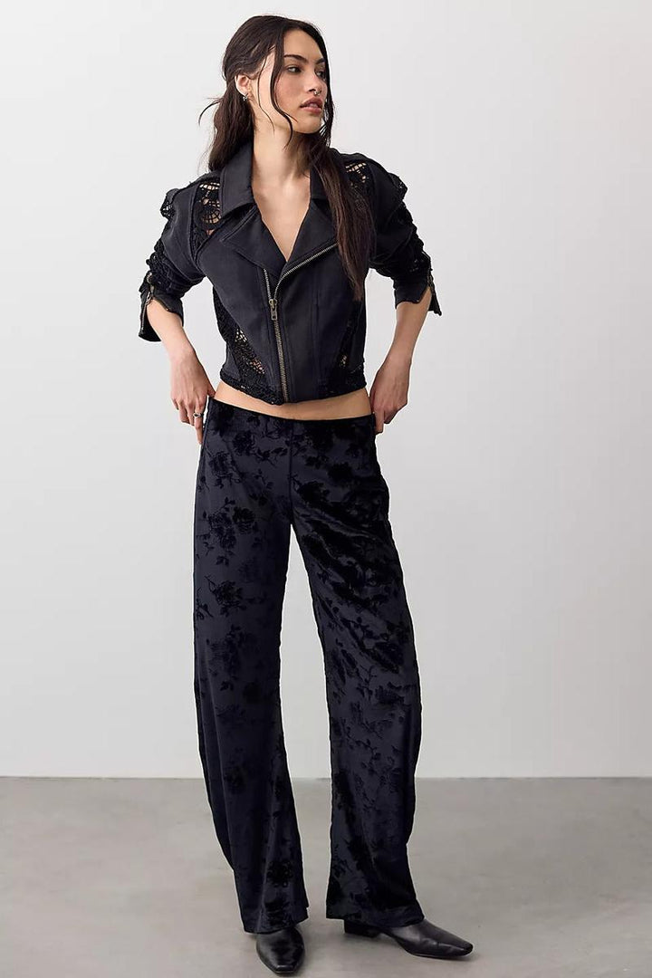 Free People - Radiance Low-Rise Velvet Pull-On Pants