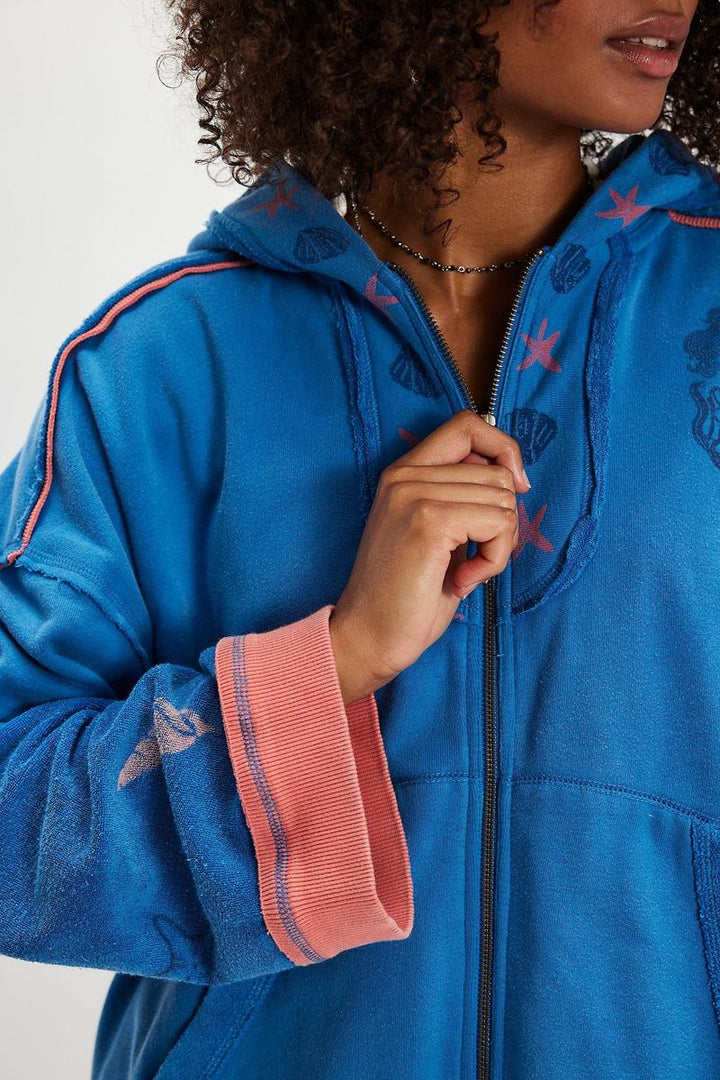 Free People - Seashell Cardi in Blue Combo