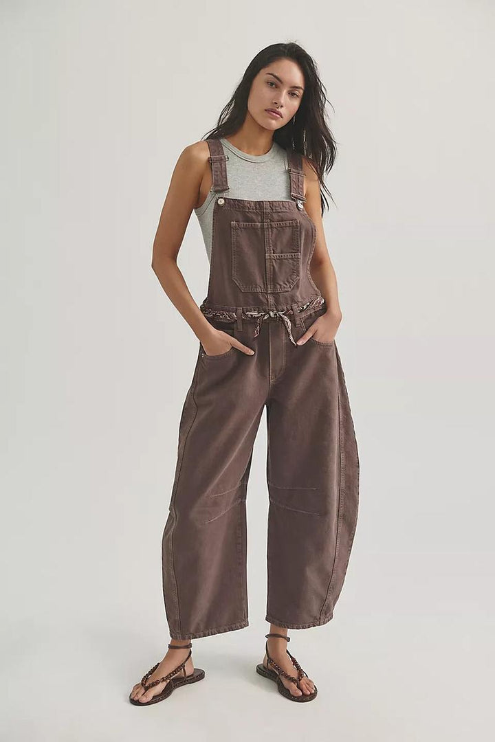 Free People - We The Free Good Luck Barrel Overalls in Chocolate Mouse