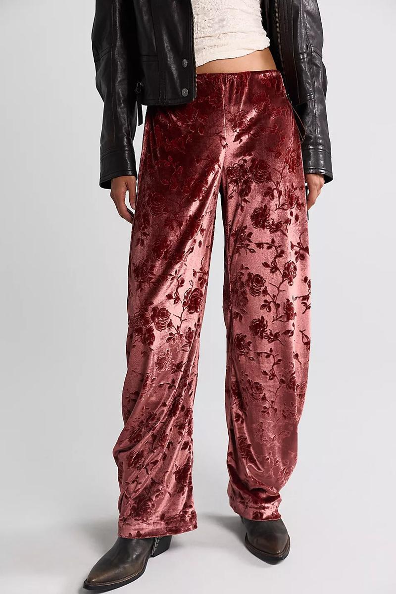 Free People - Radiance Low-Rise Velvet Pull-On Pants