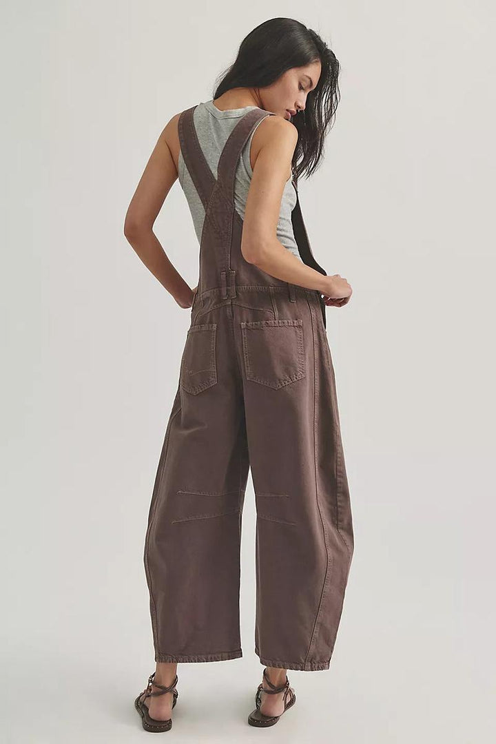 Free People - We The Free Good Luck Barrel Overalls in Chocolate Mouse