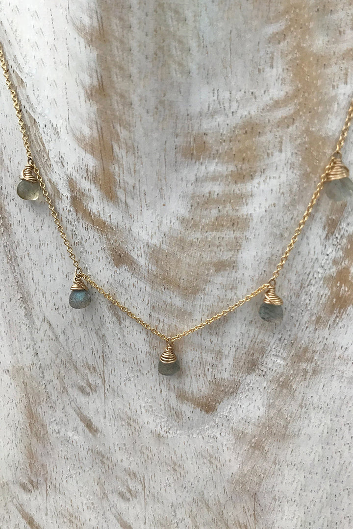 Tree Myriah - Chlo Necklace with Labradorite - 16 inch - in 14 kt Gold Fill
