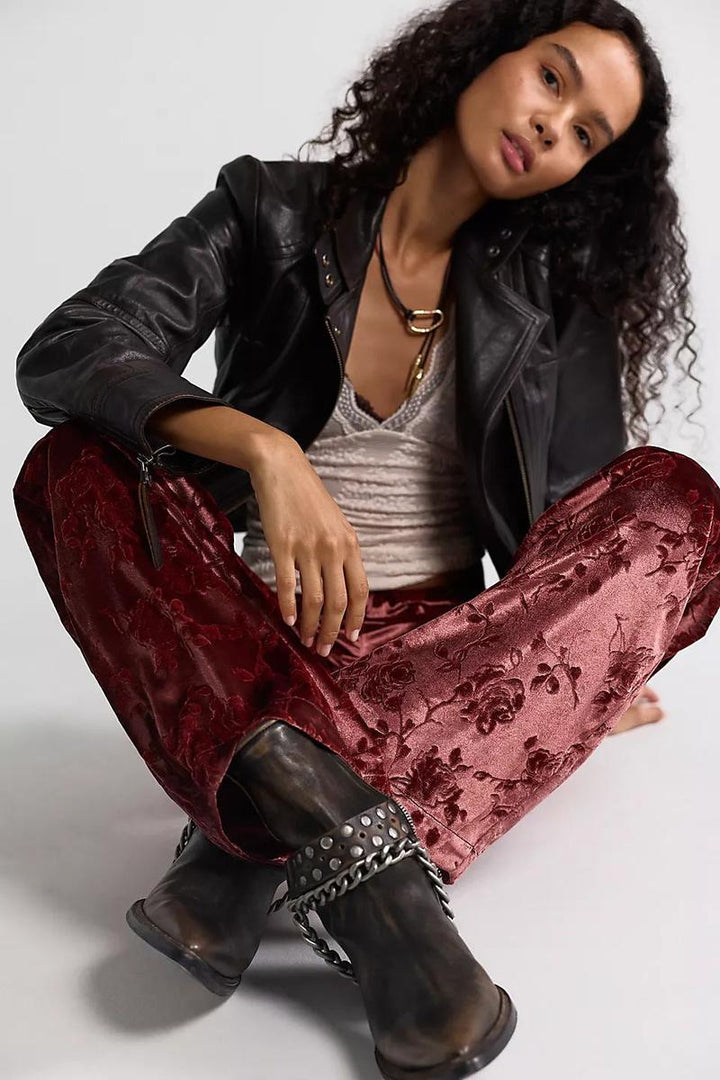 Free People - Radiance Low-Rise Velvet Pull-On Pants