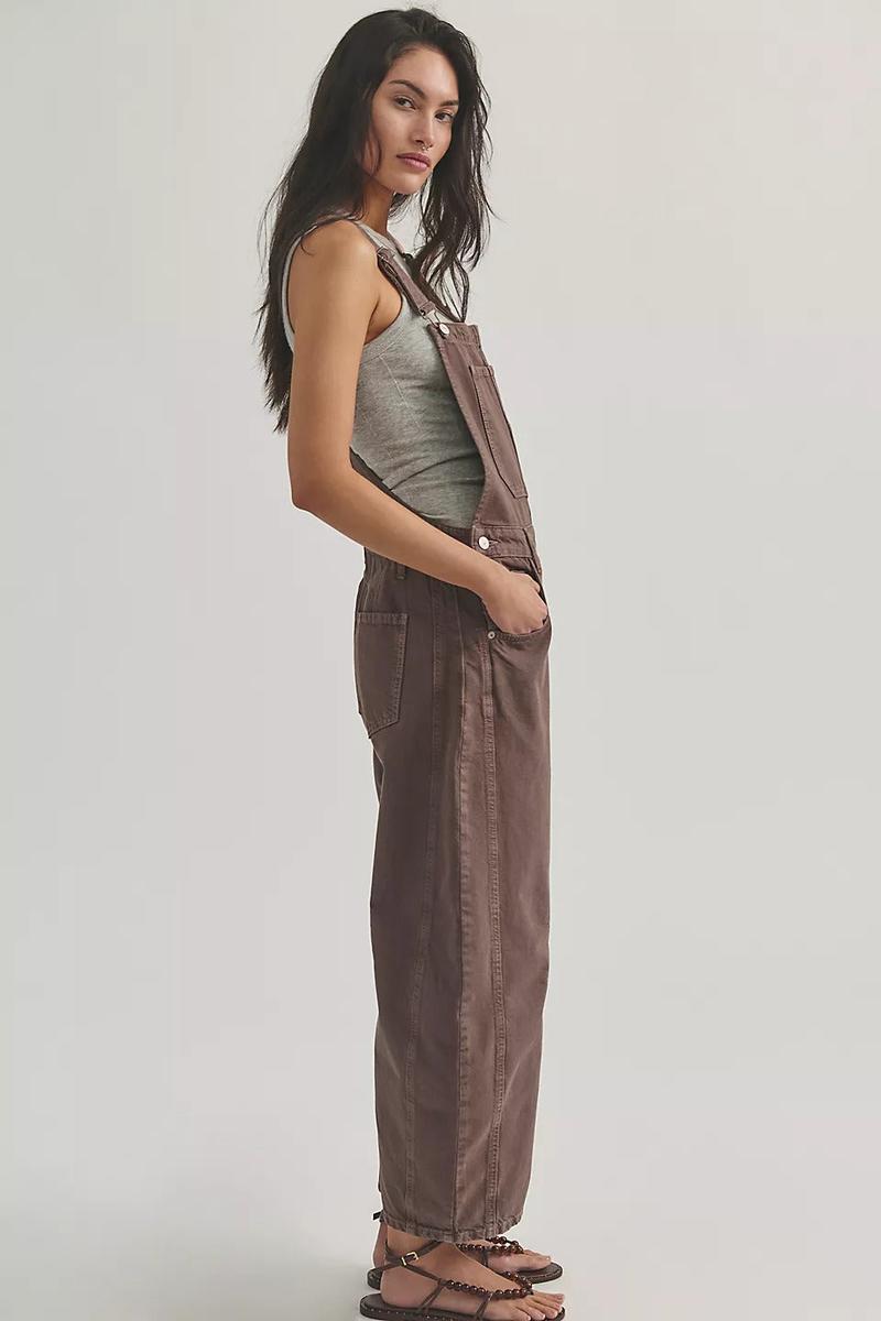 Free People - We The Free Good Luck Barrel Overalls in Chocolate Mouse