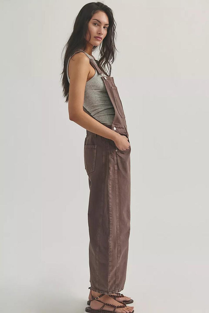 Free People - We The Free Good Luck Barrel Overalls in Chocolate Mouse