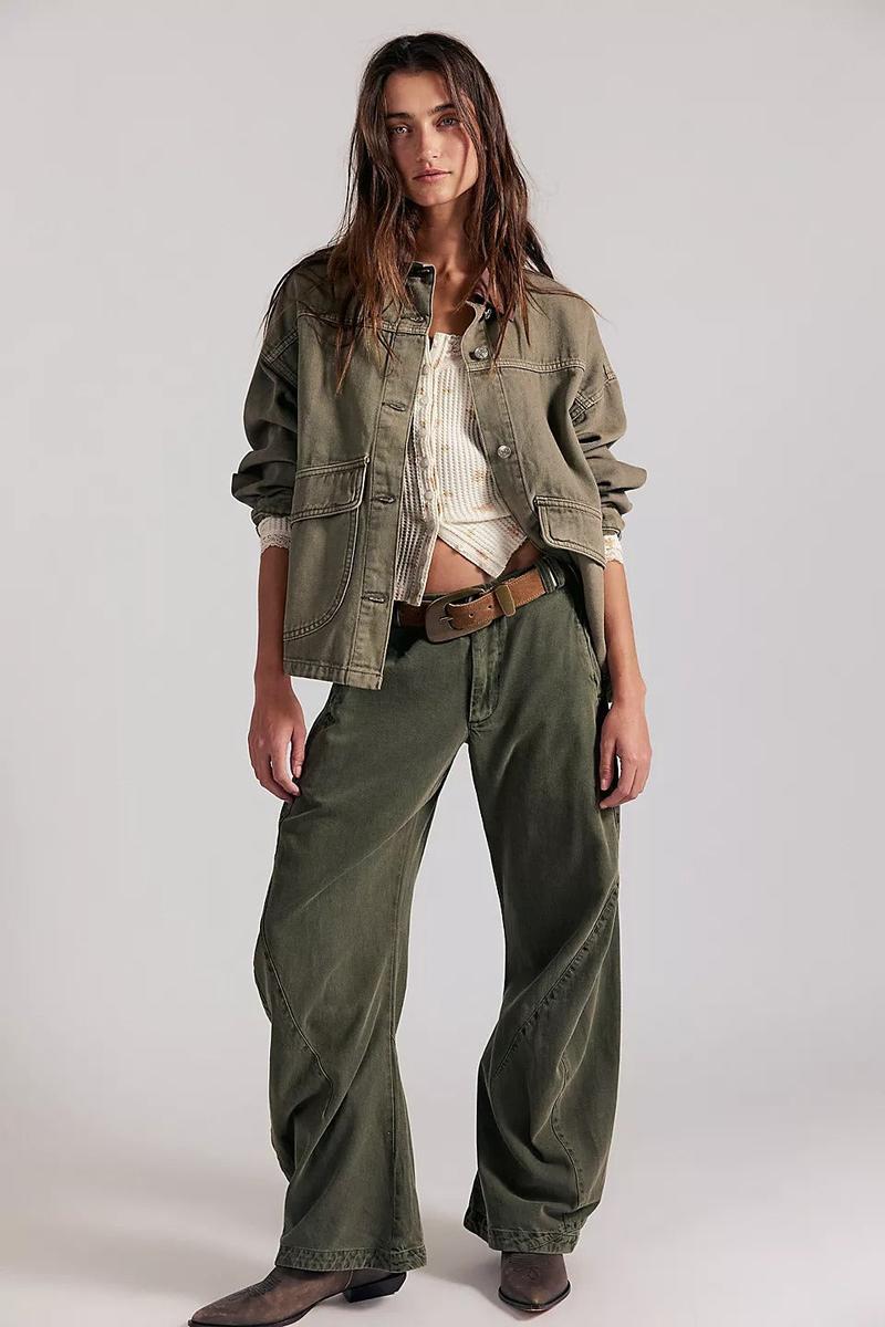 Free People - Spotlight Washed Barrel Chino Trousers