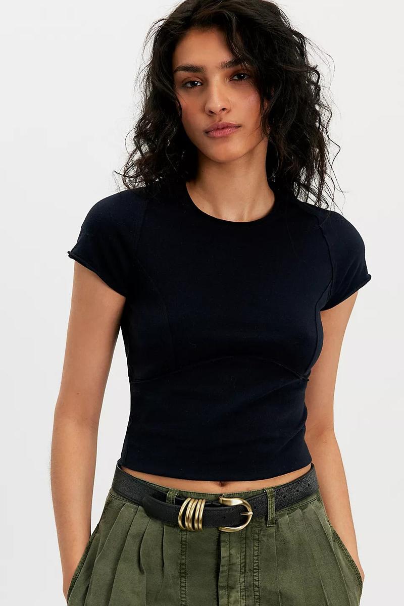 Free People - We The Free Protagonist Cropped Cap Sleeve Tee