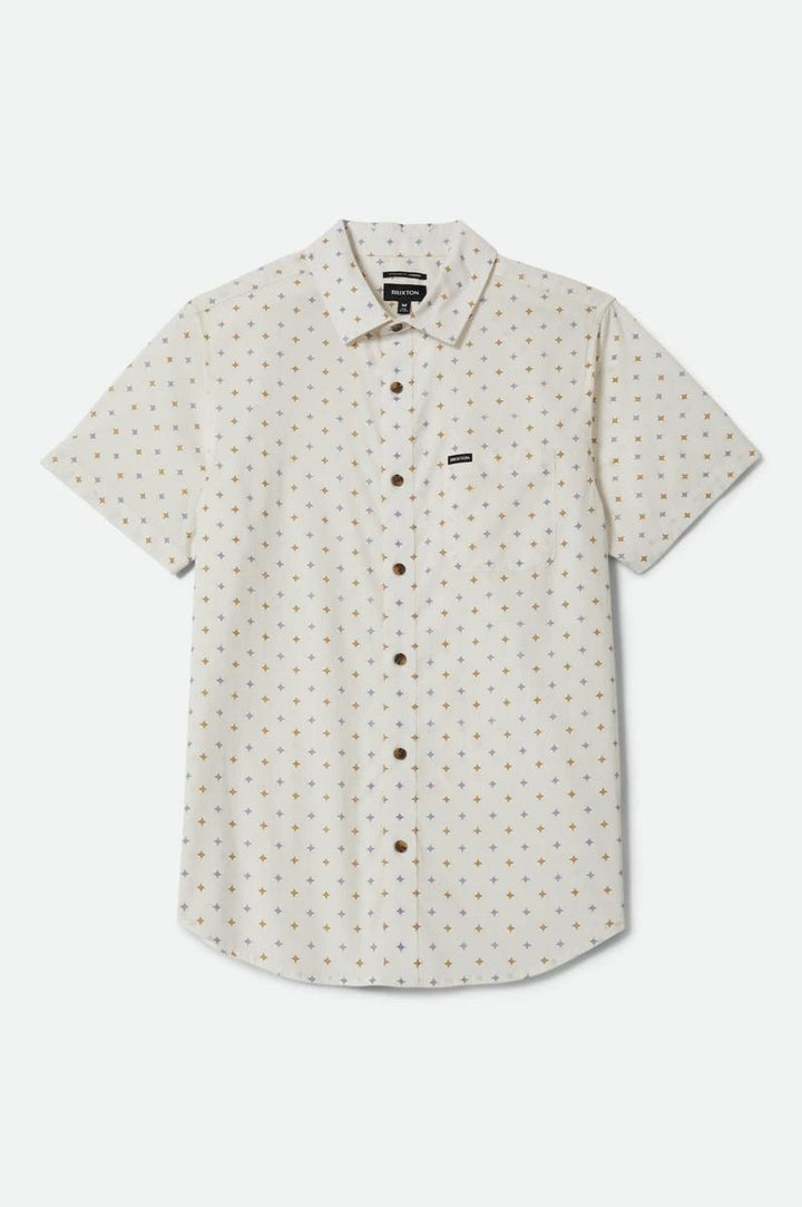Brixton - Charter Print Shirt in Off White Multi Diamond Tile