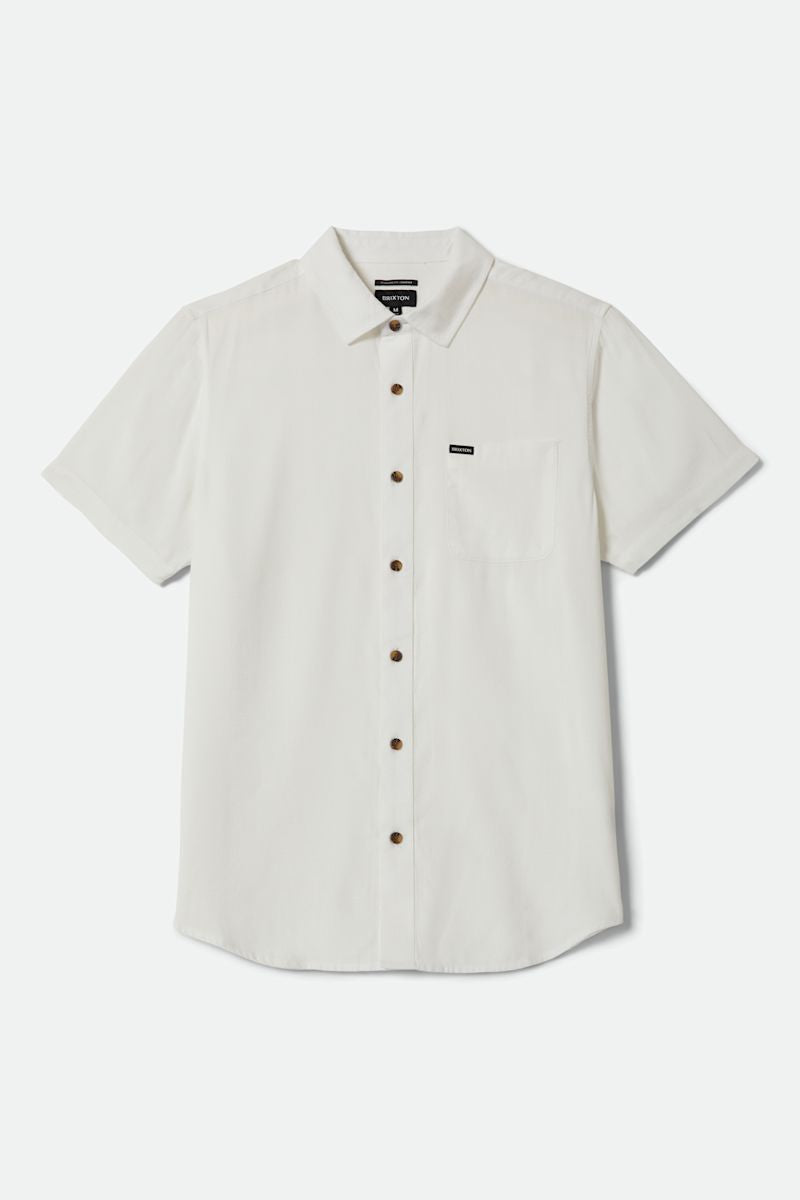 Brixton - Charter Slub Short Sleeve Woven Tee in Off White