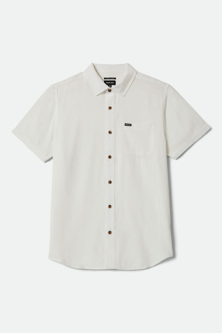 Brixton - Charter Slub Short Sleeve Woven Tee in Off White