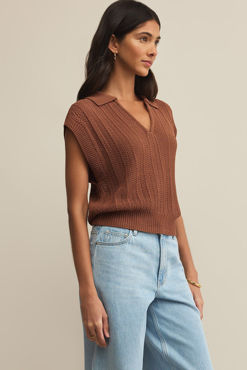 Z Supply - Lauden Polo Top in Teakwood
