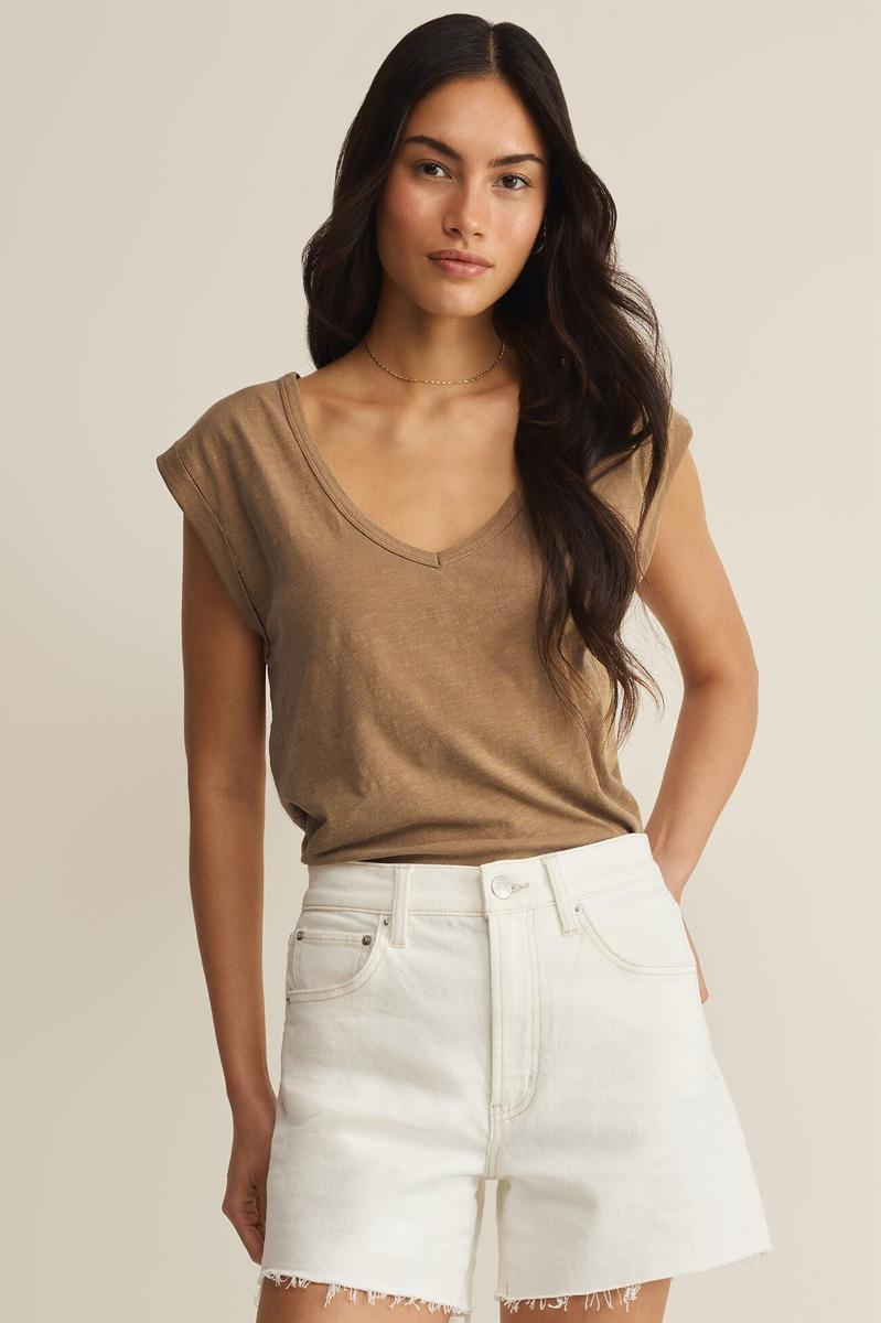 Z Supply - Per Diem V-Neck Tank in Tarro