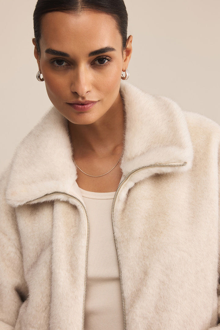 Z Supply - Amethyst Faux Fur Jacket in Crystal