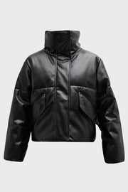 PISTOLA - Donovan Faux-Leather Puffer Jacket in Noir Noir