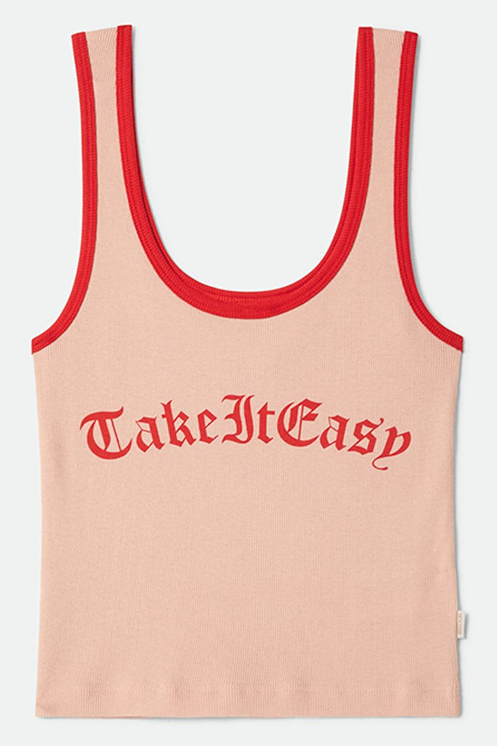 Brixton - Take It Easy Ringer A-Tank in Silver Pink