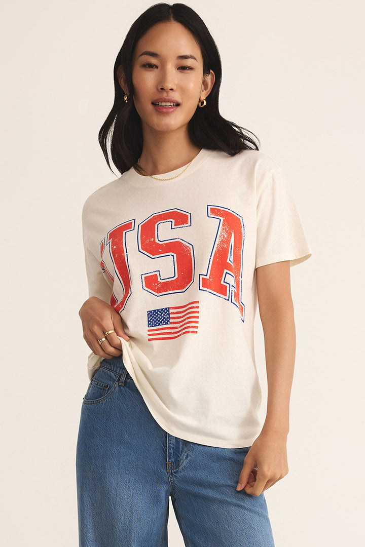 Z Supply - Flag Boyfriend Tee in Sea Salt