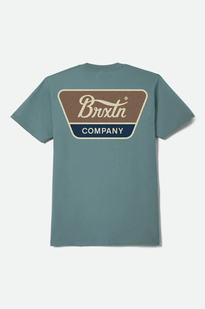 Brixton - Linwood Standard T-Shirt in Ocean Breeze/Brown/Dark Navy