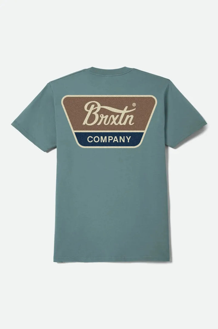 Brixton - Linwood Standard T-Shirt in Ocean Breeze/Brown/Dark Navy