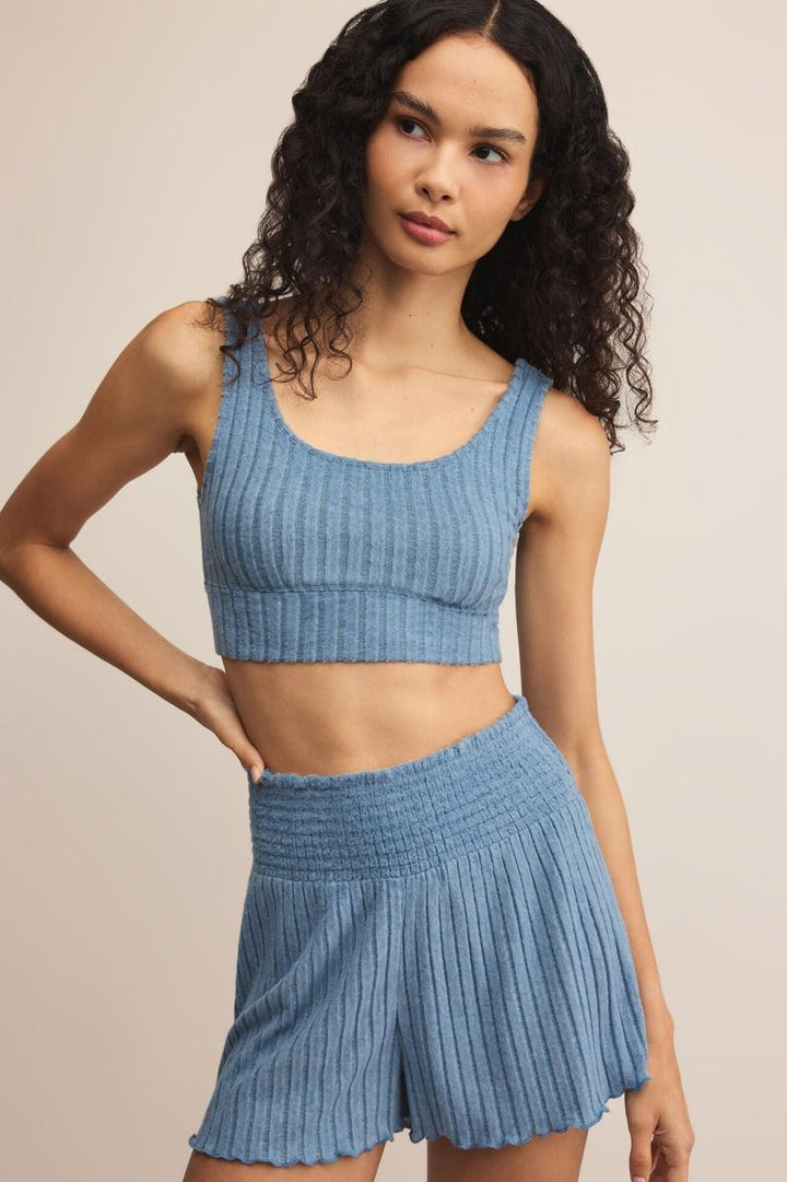Z Supply - Zoe Rib Tank Bra in Oceanic Blue