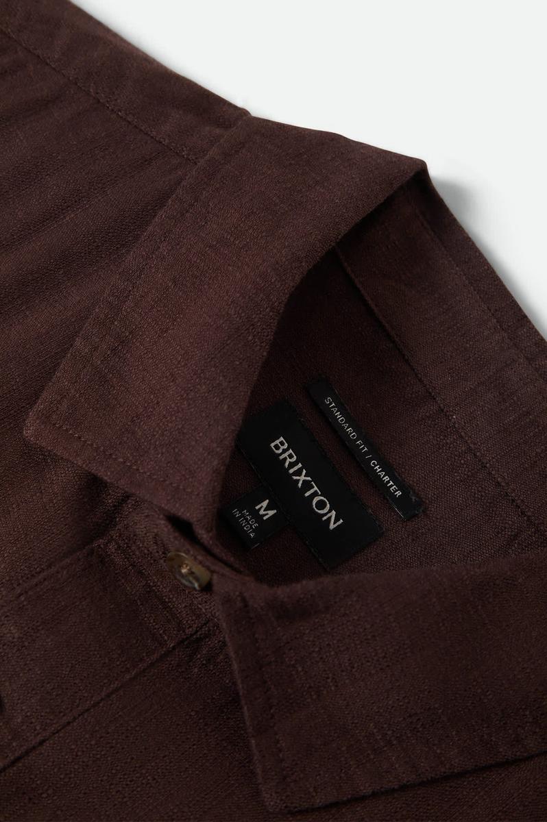 Brixton - The Charter Slub Short Sleeve Woven Shirt in Chocolate