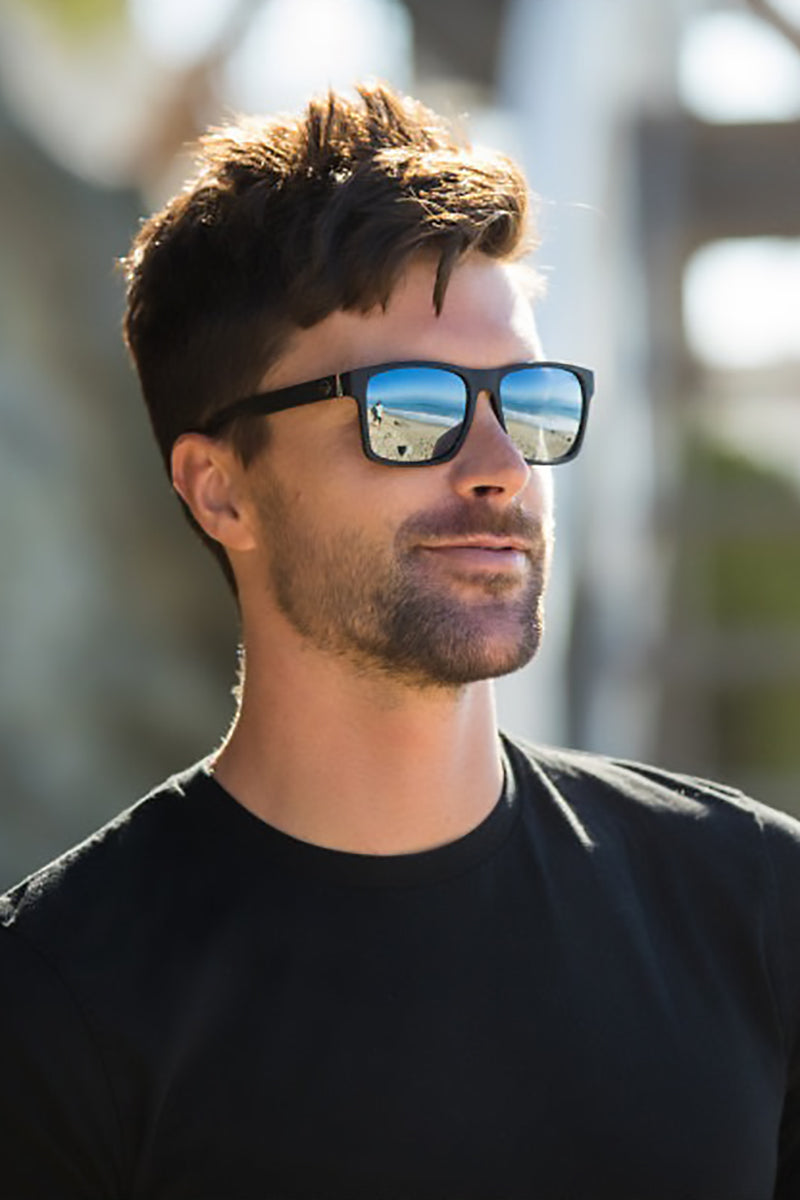 I-SEA - Ryder with Black Frames and Silver Blue Polarized Lenses