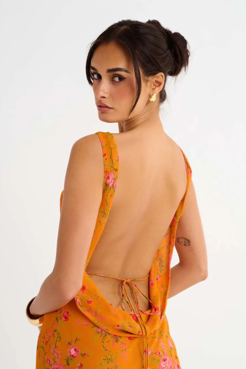 RUMORED - Hollywood Gown in Tangerine Bloom