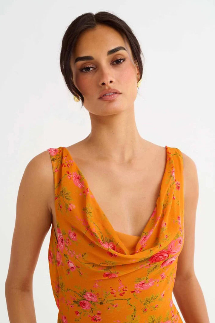 RUMORED - Hollywood Gown in Tangerine Bloom