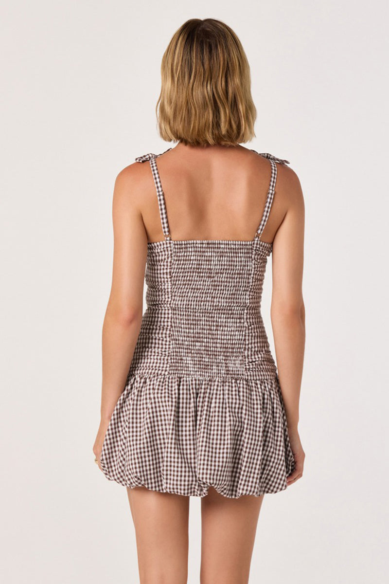 Astr - Jeliany Dress in Brown Gingham