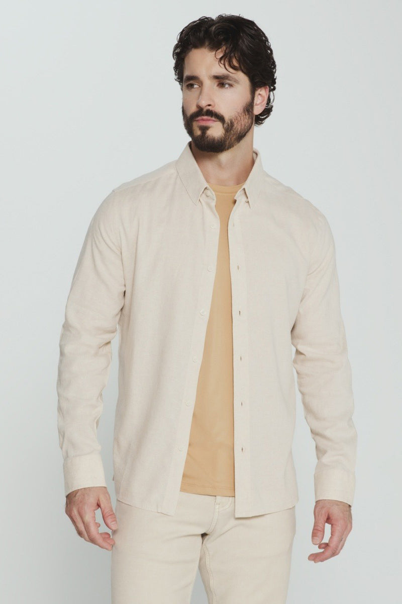 7DIAMONDS - Oasis Linen Short Sleeve Shirt in Quartz