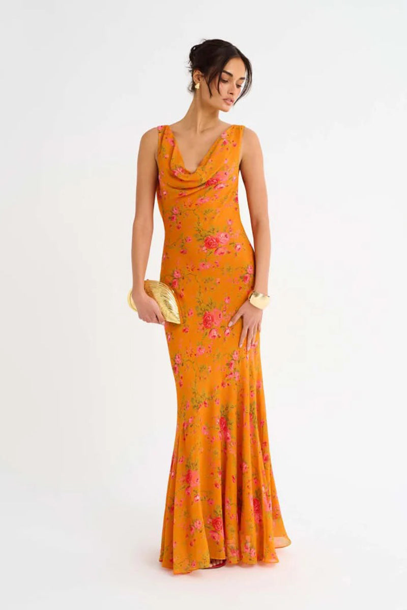 RUMORED - Hollywood Gown in Tangerine Bloom