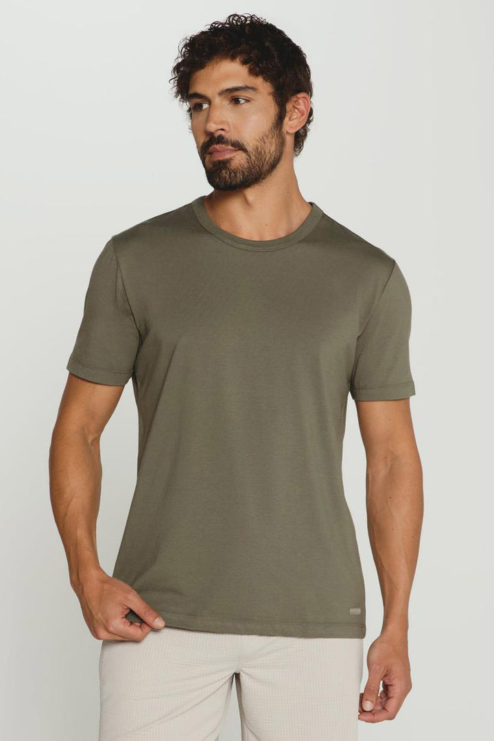 7DIAMONDS - Modal Crew Neck Tee in Moss Green