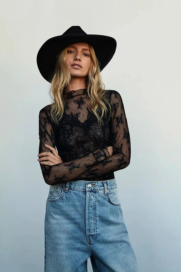 Free People - Lady Lux Layering Top in Black